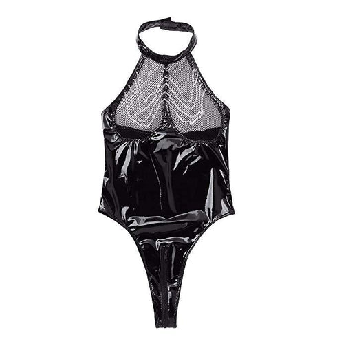 Lace Mesh Deep V Jumpsuit Women See-through Uniform - ROUTINE FASHION